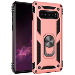 Hoesje geschikt voor Samsung Galaxy S10e Hoesje - Anti-Shock Hybrid Ring Armor Rosegoud
