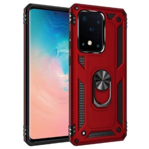 Hoesje geschikt voor Samsung Galaxy S20 Ultra (5G) Hoesje - Anti-Shock Hybrid Ring Armor Rood