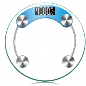 LuxeBass Digitale weegschaal transparante ronde schaal kan automatisch schakelen de machine kan schakelen tussen kilogrammen en ponden meting nauwkeurige en stabiele huishoudelijke weegschaal - blauw