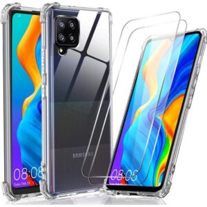 LuxeBass hoesje geschikt Samsung Galaxy A42 Anti-Shock siliconen transparante hoesje + 2 Tempered glas