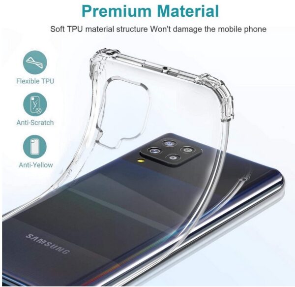 LuxeBass hoesje geschikt Samsung Galaxy A42 Anti-Shock siliconen transparante hoesje + 2 Tempered glas