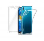 LuxeBass Hoesje geschikt voor Huawei Y5 2019 Transparante silicone hoesje + 2X Tempered Glas Screenprotector