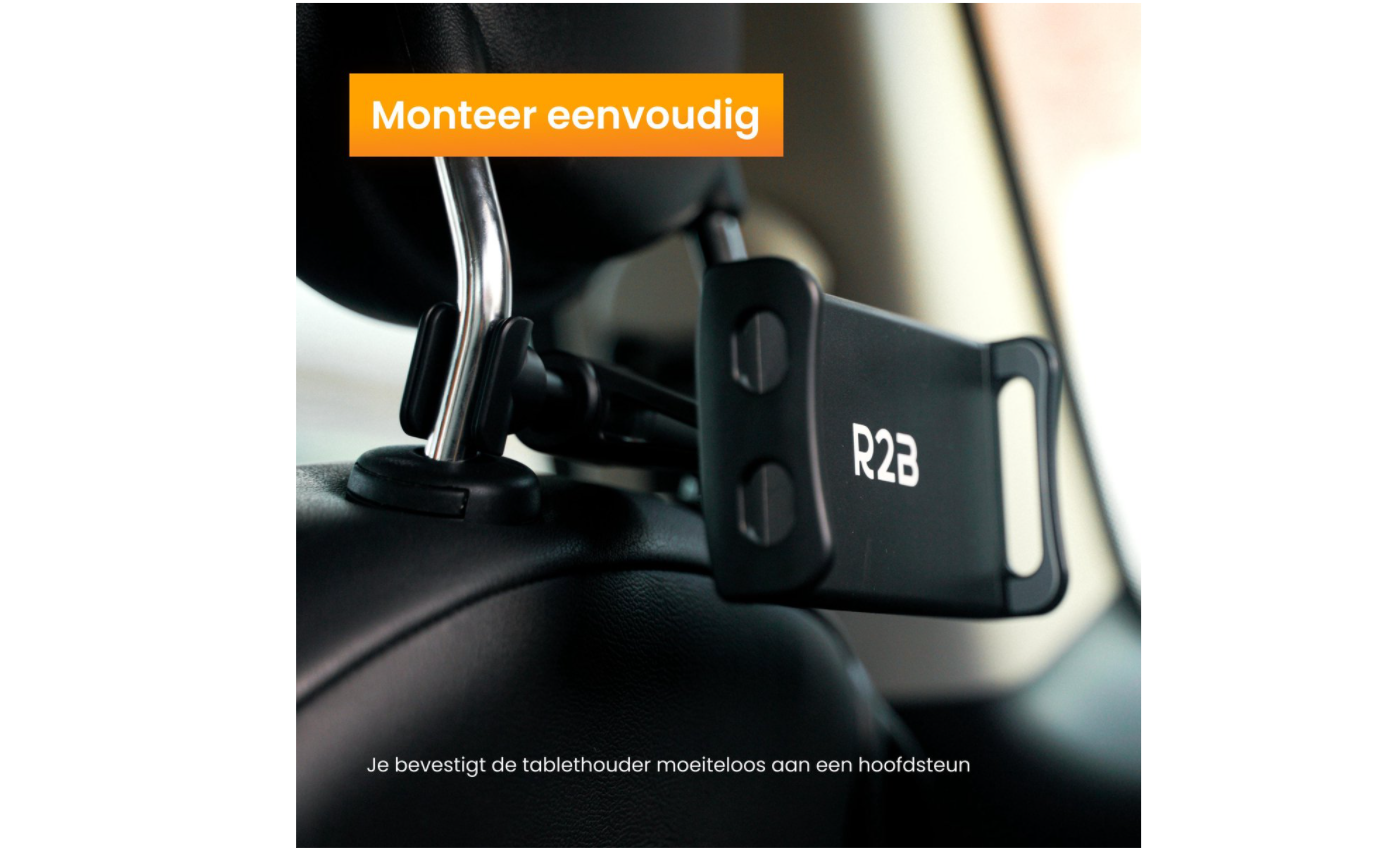 Tablethouder Hoofdsteun Auto Tablets 4.1-5.9 inch - Zwart (Samsung, iPad's...)