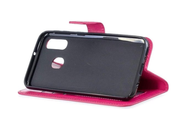 LuxeBass Hoesje geschikt voor Huawei P30 hoesje book case + 2 stuks Glas Screenprotector roze