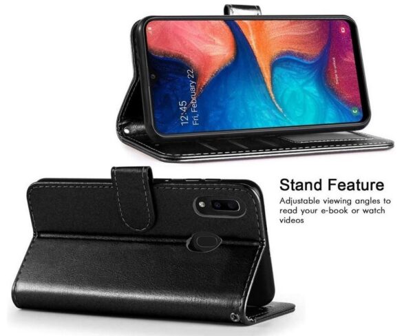 LuxeBass hoesje geschikt voor Samsung Galaxy A20S hoesje book case + 2 stuks Glas Screenprotector bruin