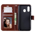 LuxeBass hoesje geschikt voor Samsung Galaxy M31 hoesje book case + 2 stuks Glas Screenprotector bruin