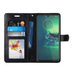 hoesje geschikt voor LuxeBass Motorola Moto G8 Plus hoesje book case + 2 stuks Glas Screenprotector zwart