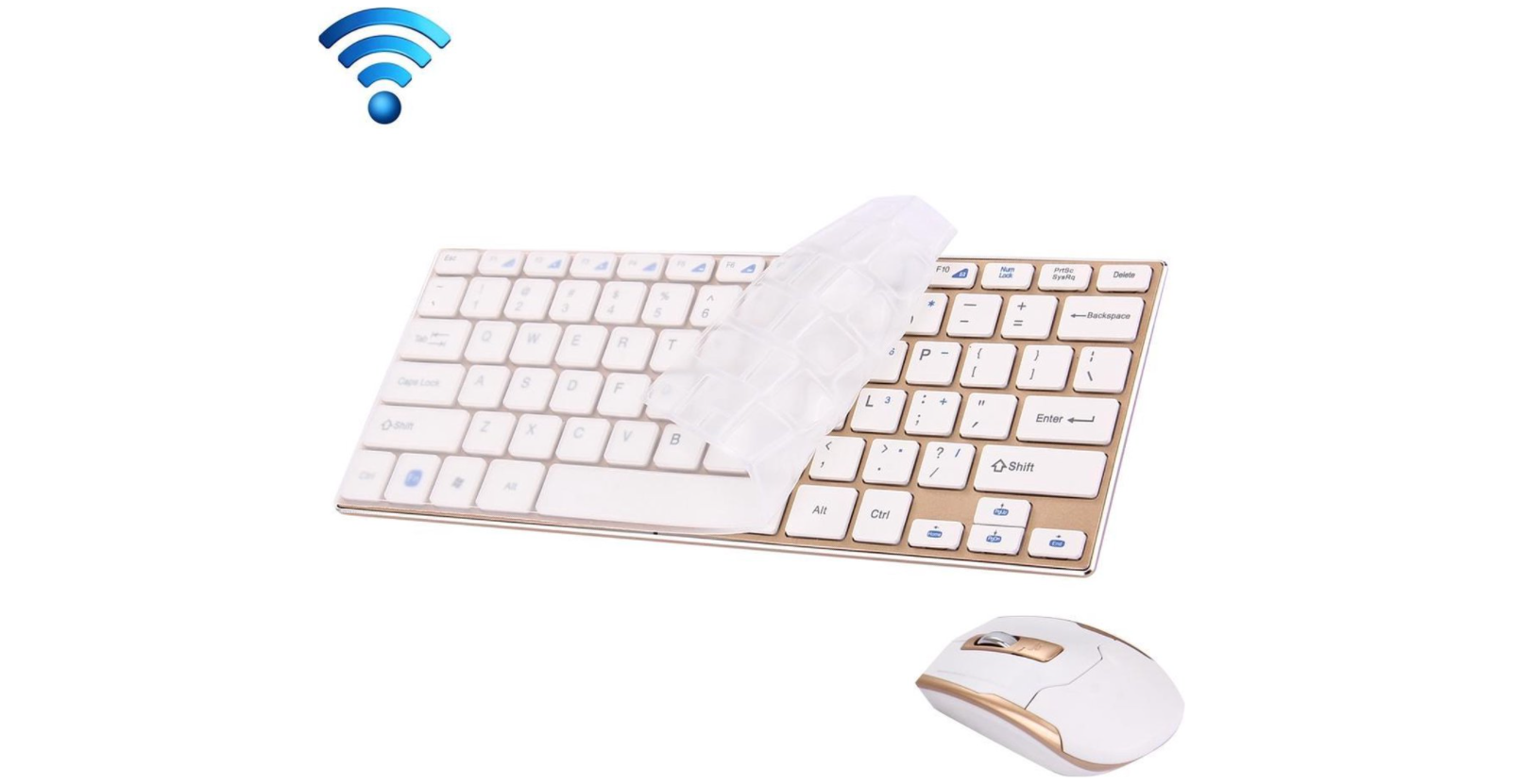 Keyboard Gaming - toetsenbord HK3910 2,4 GHz draadloos 78-toetsen Metalen ultradun toetsenbord met toetsenbordafdekking (Goud)