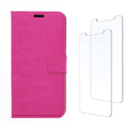 LuxeBass Hoesje geschikt voor Huawei P40 hoesje book case + 2 stuks Glas Screenprotector roze