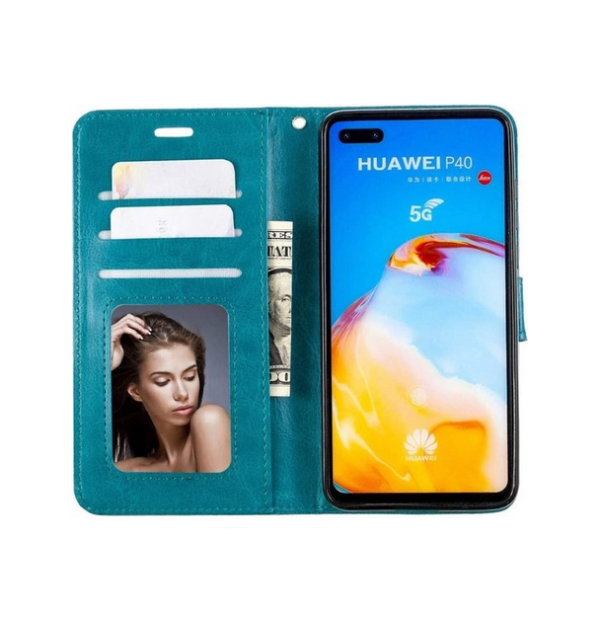 LuxeBass Hoesje geschikt voor Huawei P40 Lite E hoesje book case + 2 stuks Glas Screenprotector turquoise