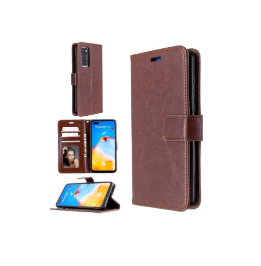 LuxeBass Hoesje geschikt voor Huawei P40 Pro hoesje book case + 2 stuks Glas Screenprotector bruin