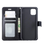 LuxeBass hoesje geschikt voor iPhone 12 hoesje book case + 2 stuks Glas Screenprotector zwart