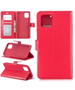 LuxeBass hoesje geschikt voor iPhone 12 Pro hoesje book case + 2 stuks Glas Screenprotector rood