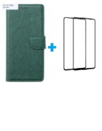 LuxeBass hoesje geschikt voor iPhone 12 Pro Max hoesje book case + 2x Glas Screenprotector groen