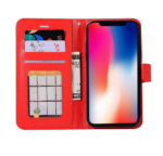 LuxeBass hoesje geschikt voor iPhone X / XS hoesje book case + 2 stuks Glas Screenprotector rood