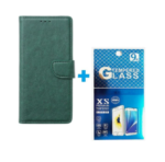 LuxeBass hoesje geschikt voor iPhone XR hoesje book case + 2 stuks Glas Screenprotector groen