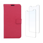 LuxeBass hoesje geschikt voor iPhone XS Max hoesje book case + 2 stuks Glas Screenprotector rood