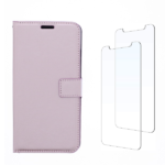 LuxeBass hoesje geschikt voor Nokia 1.3 hoesje book case + 2 stuks Glas Screenprotector rose goud