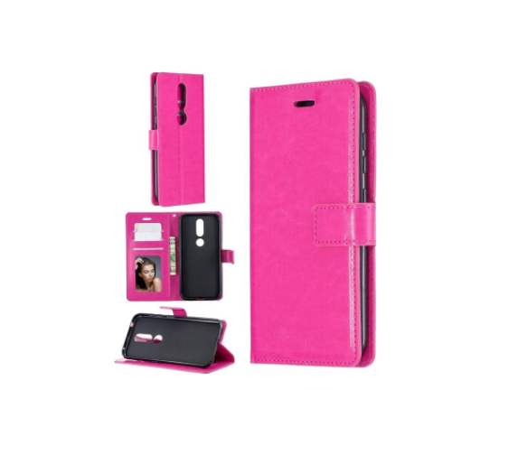 LuxeBass hoesje geschikt voor Nokia 4.2 hoesje book case + 2 stuks Glas Screenprotector roze