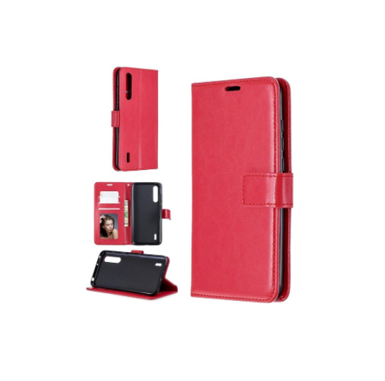 LuxeBass hoesje geschikt voor Samsung Galaxy A10 hoesje book case + 2 stuks Glas Screenprotector rood