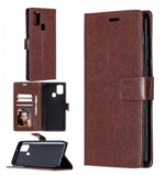 LuxeBass hoesje geschikt voor Samsung Galaxy A21S hoesje book case + 2 stuks Glas Screenprotector bruin