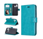 LuxeBass hoesje geschikt voor Samsung Galaxy A40 hoesje book case + 2 stuks Glas Screenprotector turquoise