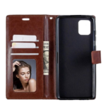 LuxeBass hoesje geschikt voor Samsung Galaxy A42 hoesje book case + 2 stuks Glas Screenprotector bruin