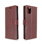 LuxeBass hoesje geschikt voor Samsung Galaxy A42 hoesje book case + 2 stuks Glas Screenprotector bruin