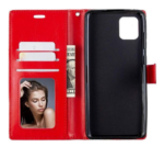 LuxeBass hoesje geschikt voor Samsung Galaxy A42 hoesje book case + 2 stuks Glas Screenprotector rood
