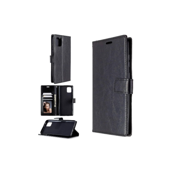 LuxeBass hoesje geschikt voor Samsung Galaxy Note 10 Plus hoesje book case + 2 stuks Glas Screenprotector zwart