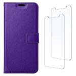 Boekhoesje en 2x Screenprotector geschikt voor iPhone 13 - Paars