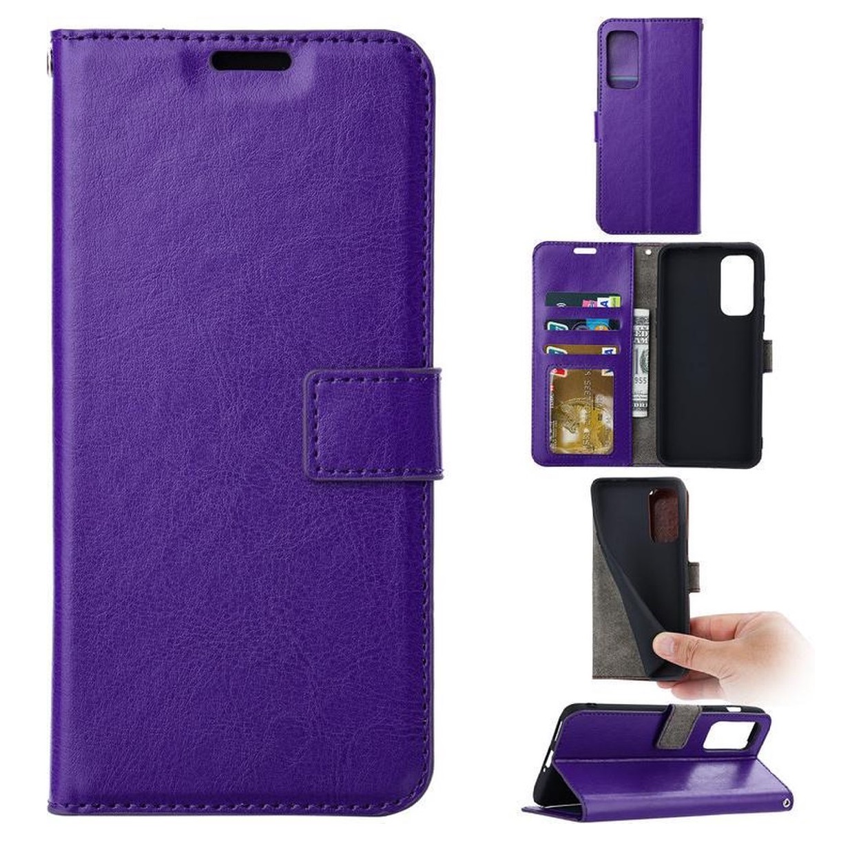 Boekhoesje en 2x Screenprotector geschikt voor iPhone 13 Pro Max -  Paars