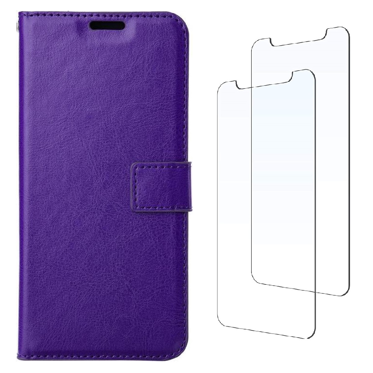 Boekhoesje en 2x Screenprotector geschikt voor iPhone 13 Pro Max -  Paars