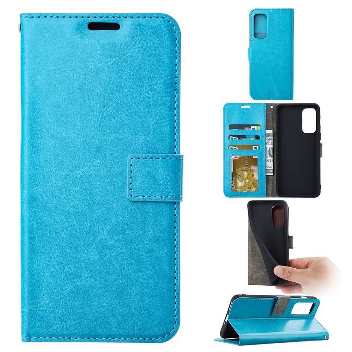 Boekhoesje en 2x Screenprotector geschikt voor iPhone 13 Pro Max -  Turquoise