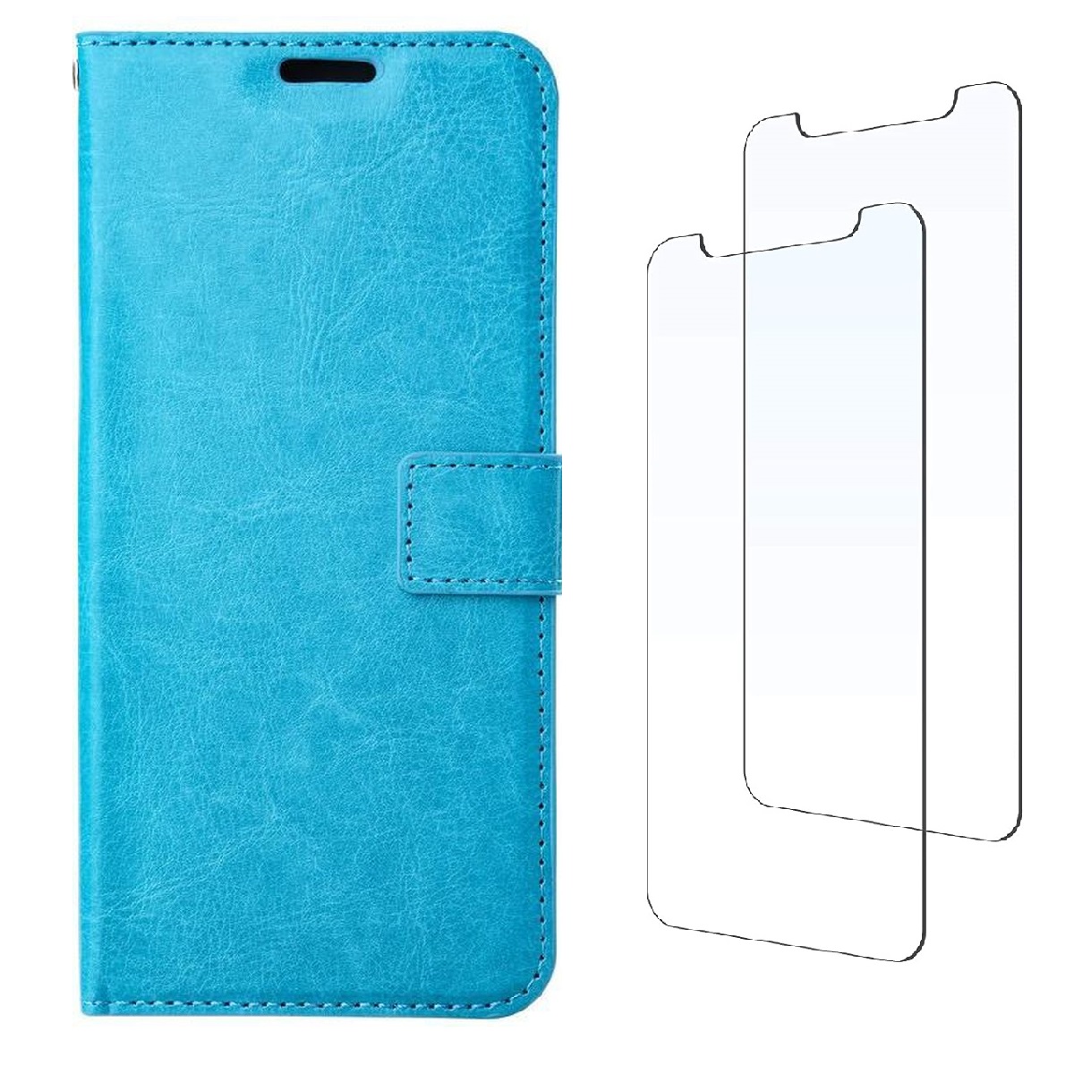 Boekhoesje en 2x Screenprotector geschikt voor iPhone 13 Pro Max -  Turquoise