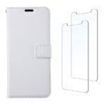 Boekhoesje en 2x Screenprotector geschikt voor iPhone 13 Pro Max -  Wit