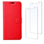 Boekhoesje en 2x Screenprotector geschikt voor iPhone 13 - Rood