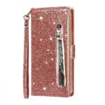 Hoesje geschikt voor Oppo A15 Glitter Bookcase met rits - hoesje - portemonneehoesje - Rosé Goud