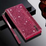Hoesje geschikt voor Oppo A15 Glitter Bookcase met rits van LuxeBass - hoesje - portemonneehoesje - Roze