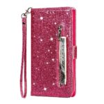 Hoesje geschikt voor Samsung Galaxy A02s Glitter Bookcase met rits - hoesje - portemonneehoesje - Roze