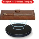 Hoesje geschikt voor Samsung Galaxy A12 Book case met ritssluiting van LuxeBass - Flipcover - Magnetisch - 5 kaarten houder - Donkerbruin