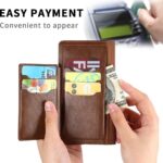 Hoesje geschikt voor Samsung Galaxy A12 Book case met ritssluiting van LuxeBass - Flipcover - Magnetisch - 5 kaarten houder - Donkerbruin