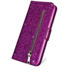 Hoesje geschikt voor Samsung Galaxy A32 4G Glitter Bookcase met rits - hoesje - portemonneehoesje - Paars