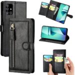 Hoesje geschikt voor Samsung Galaxy A51 / A51s Book case met ritssluiting van LuxeBass - Flipcover - Magnetisch - 5 kaarten houder - Zwart