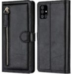 Hoesje geschikt voor Samsung Galaxy A51 / A51s Book case met ritssluiting van LuxeBass - Flipcover - Magnetisch - 5 kaarten houder - Zwart