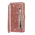 Hoesje geschikt voor Samsung Galaxy A51 Glitter Bookcase met rits - hoesje - portemonneehoesje - Rosé Goud