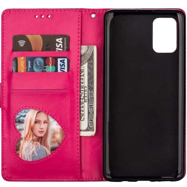 Hoesje geschikt voor Samsung Galaxy A51 Glitter Bookcase met rits - hoesje - portemonneehoesje - Roze