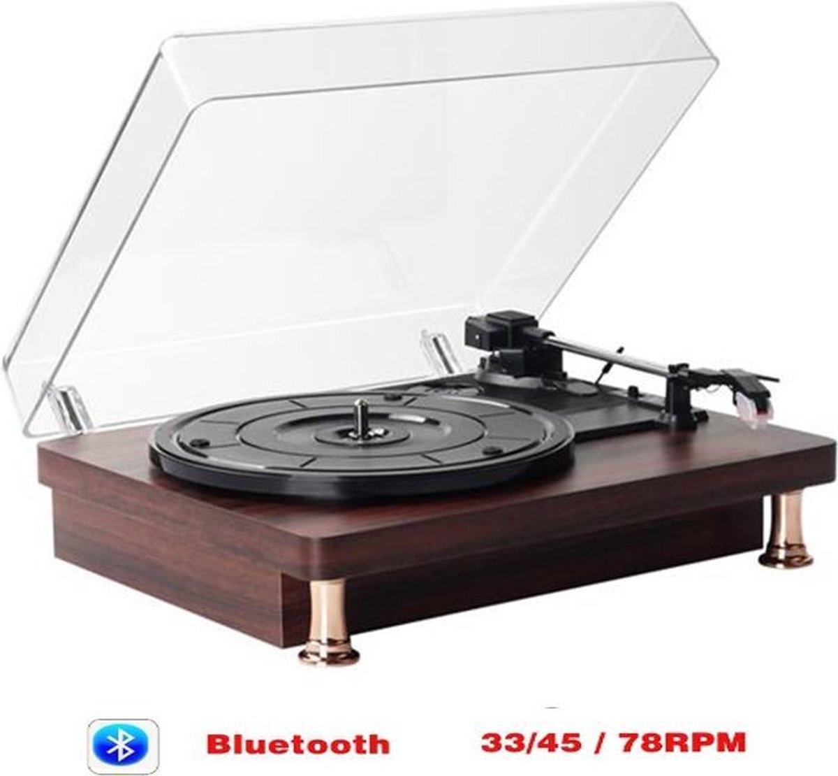 Vinyl Platenspeler Draaitafel - Retro Platenspeler speakker 33/45/78 Speed met Bluetooth MDY-1305A