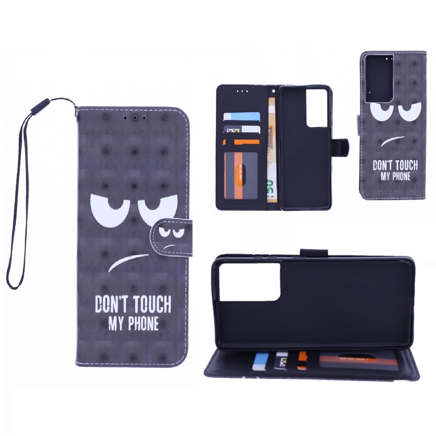 Boekhoesje met print geschikt voor Samsung Galaxy S21 Ultra - Don't Touch My Phone 3D