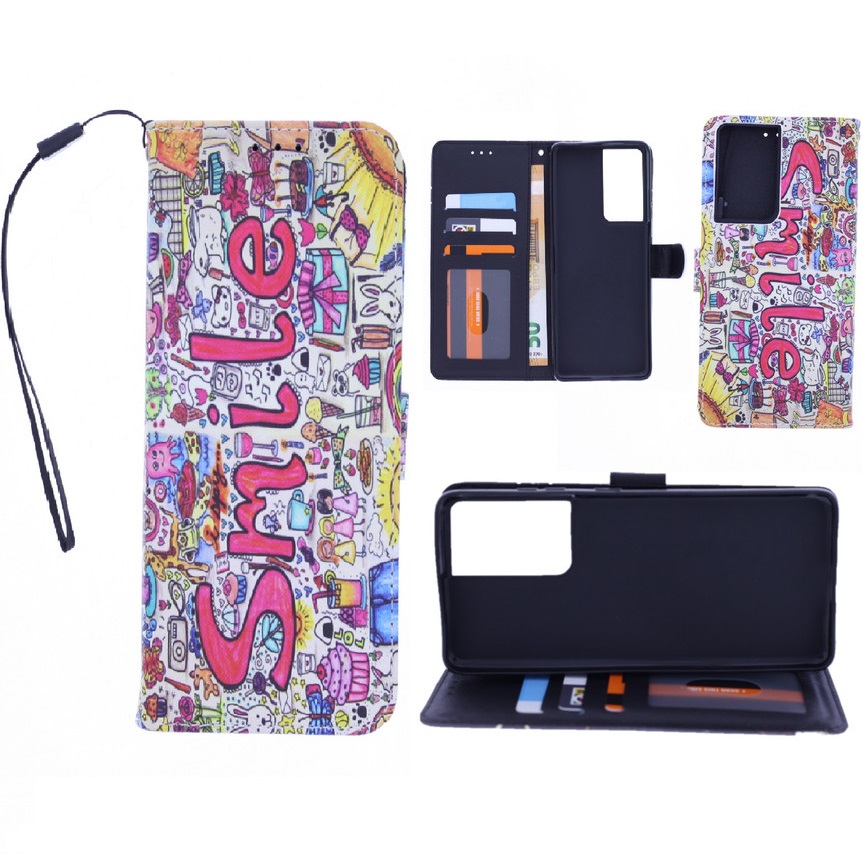 Boekhoesje met print geschikt voor Samsung Galaxy S21 Ultra - Smile Graffiti